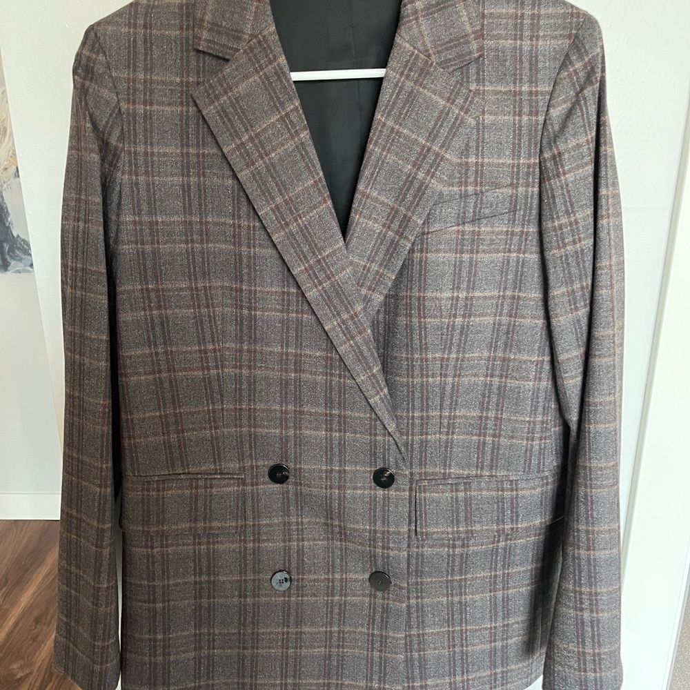 Theory Women’s Double-Breasted Plaid Blazer